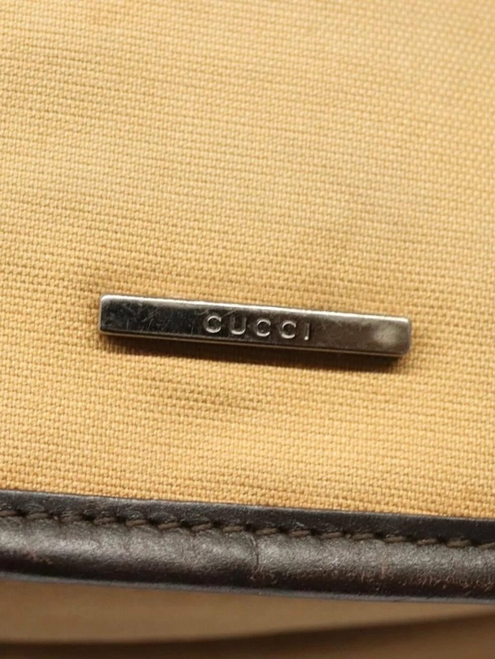 GUCCI Web Sherry Line Shoulder Bag Canvas Beige Silver Red 001 4306 Auth hk2865 - Picture 11 of 16